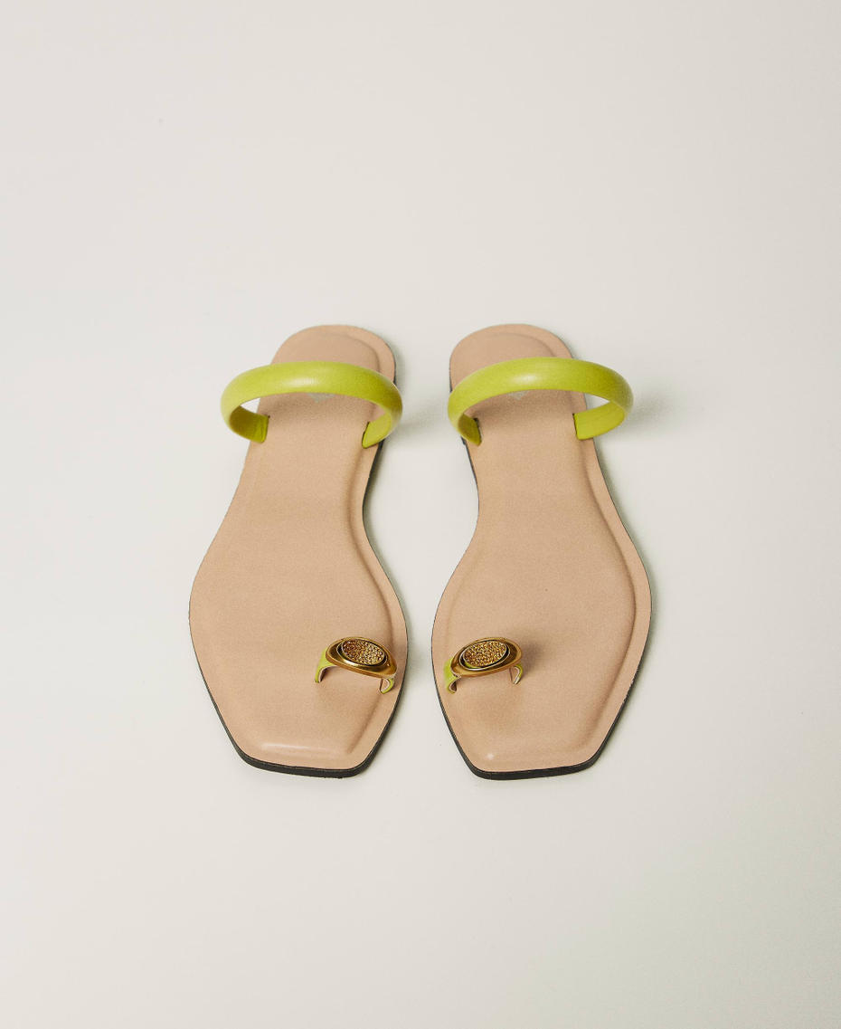 Slide sandals with jewel detail Green Grenoble Woman 251LBP012_12131_04