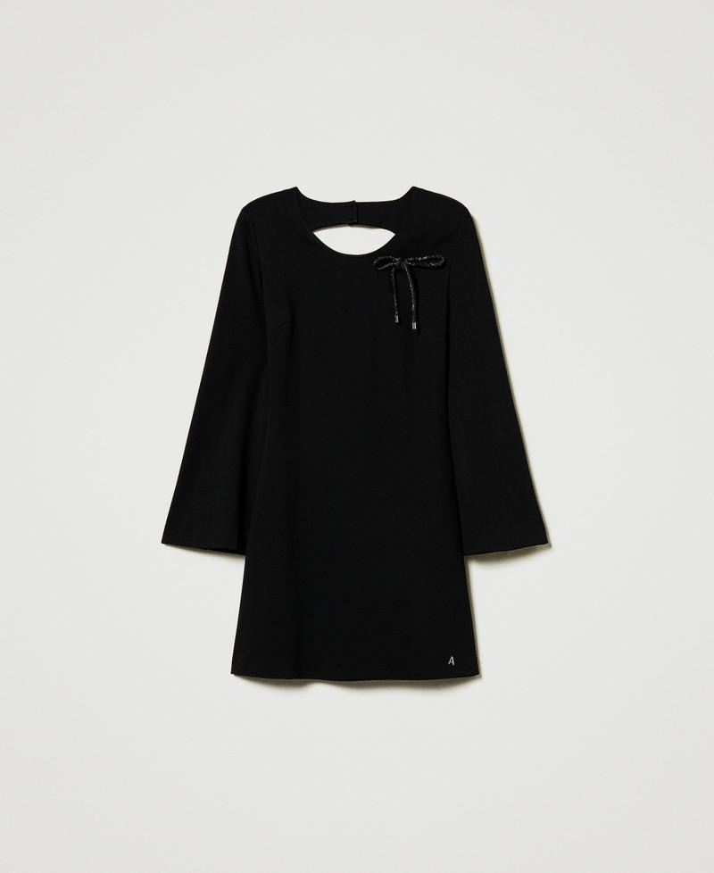 Short dress with rhinestone brooch Black Woman 242AT2043_00006_S0