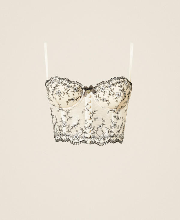 Bustier en tulle brod&eacute;