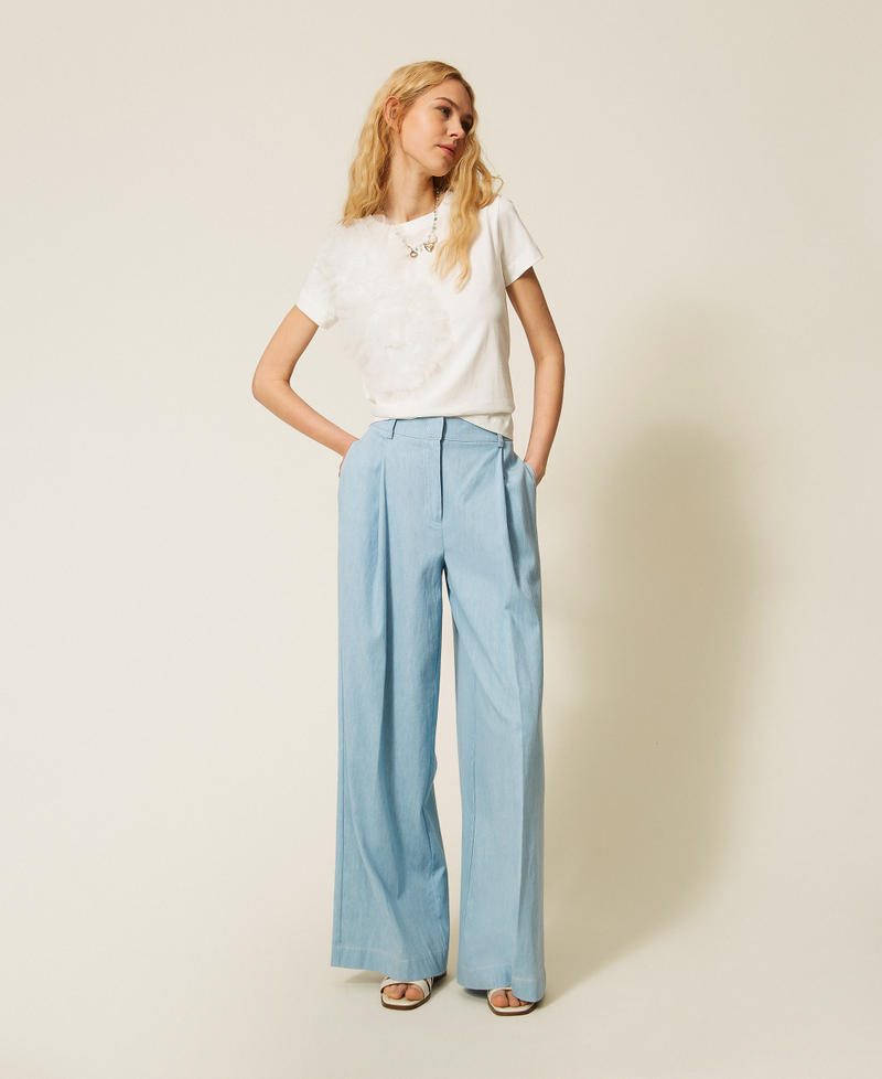 T-shirt regular avec fleurs en tulle Off White Femme 261AT2190_00526_T0