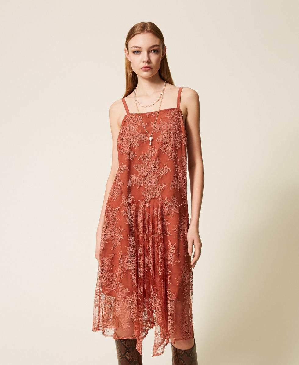 Lace midi dress Rust Brown Woman 252TF2110_12608_01