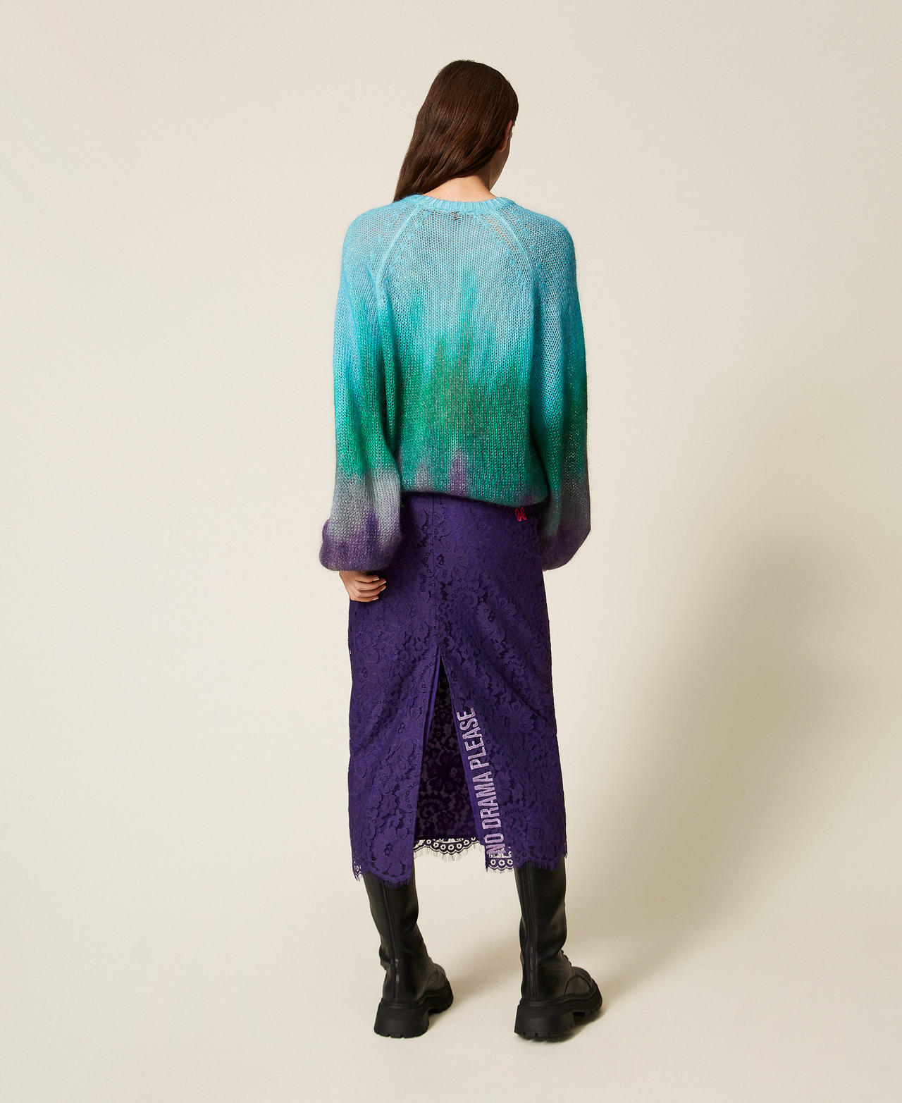 MYFO lace midi skirt Royal Violet Woman 252AQ2142_06262_03