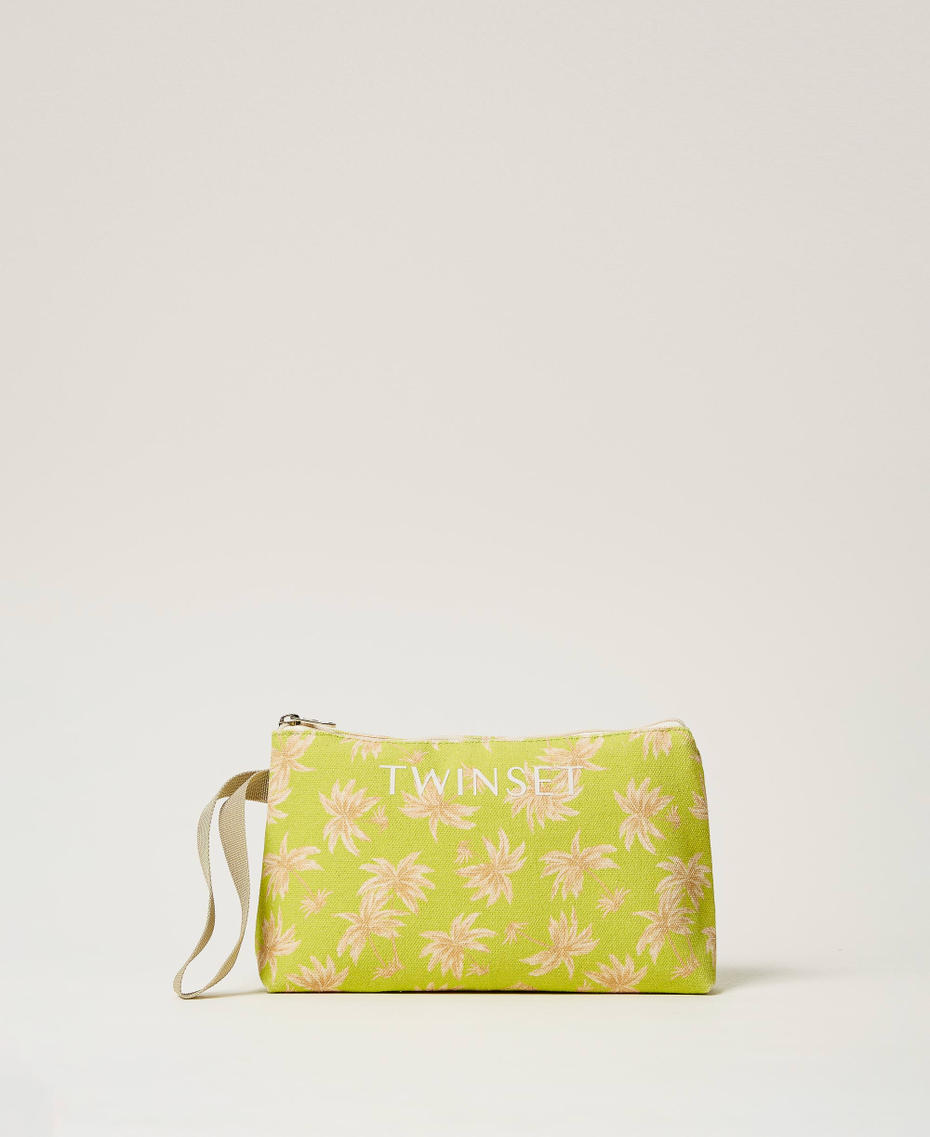 Printed canvas clutch Green Grenoble/Natural Beige Palm Print Woman 251LB7ABB_12197_01