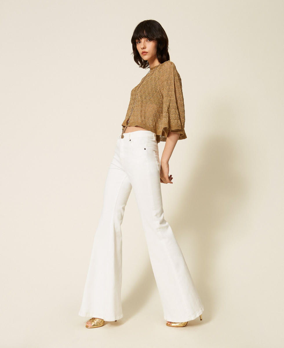 2-in-1-Cropped-Pullover Golden Green Lurex Frau 262TP3Q31_12454_02
