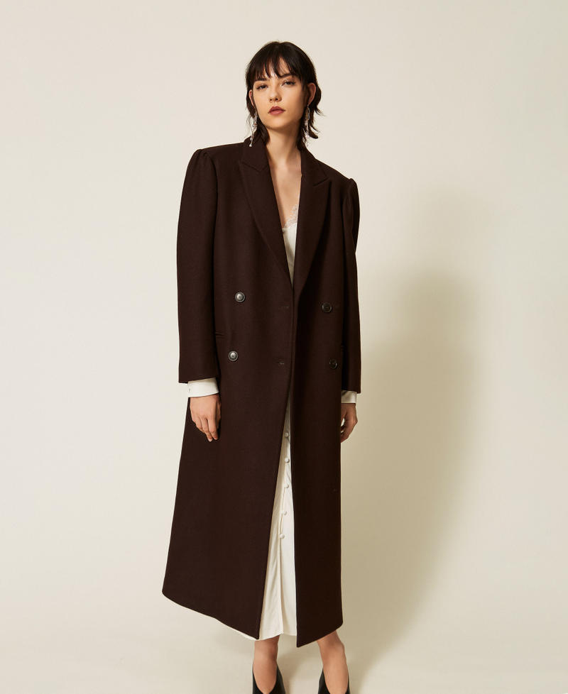 Wool blend cloth coat Darkness Brown Woman 262TP2450_13411_01