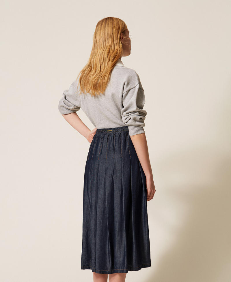 Chambray midi skirt Dark Denim Woman 261LL2QEE_01225_03