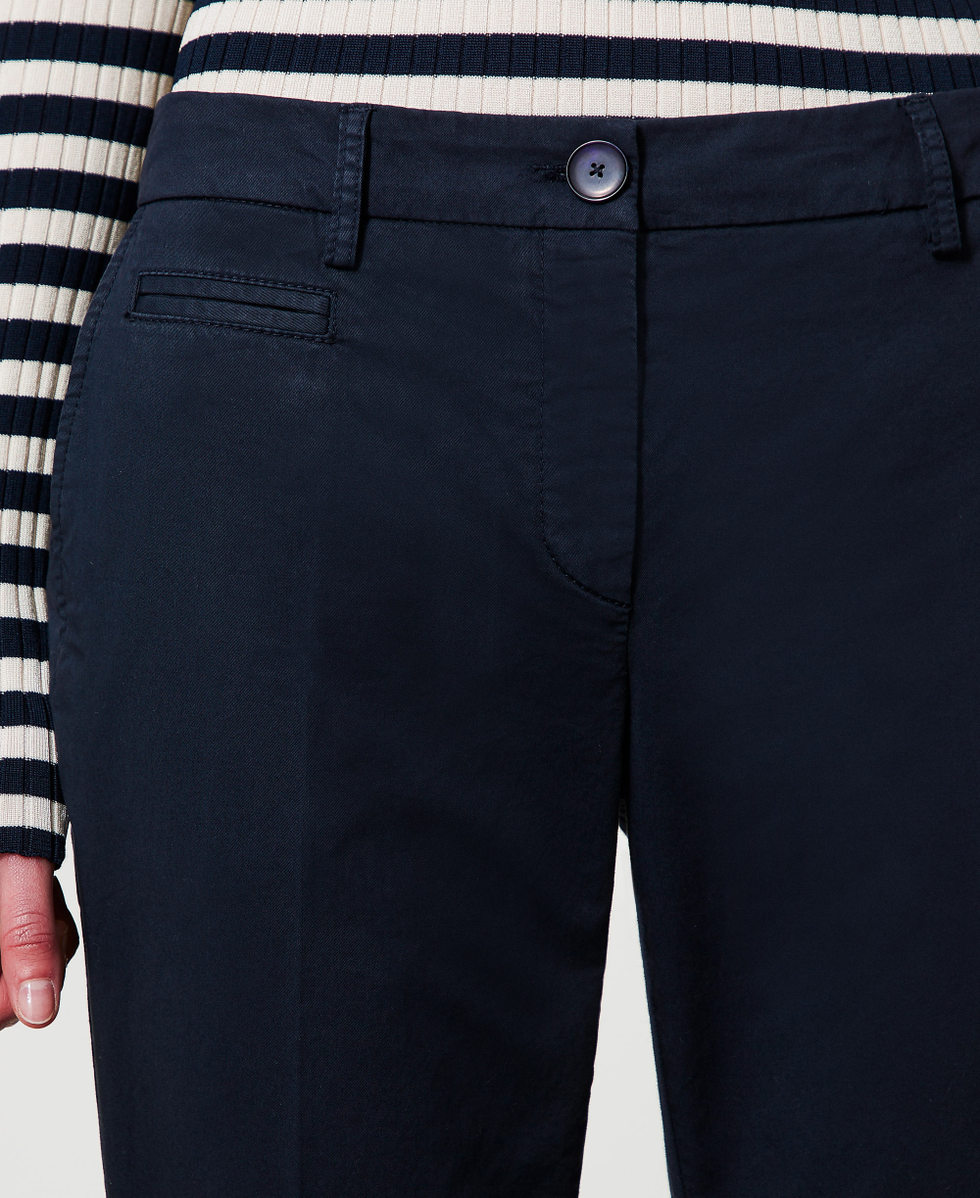 Cropped twill trousers Blue Night Woman 251TP2684_00238_04