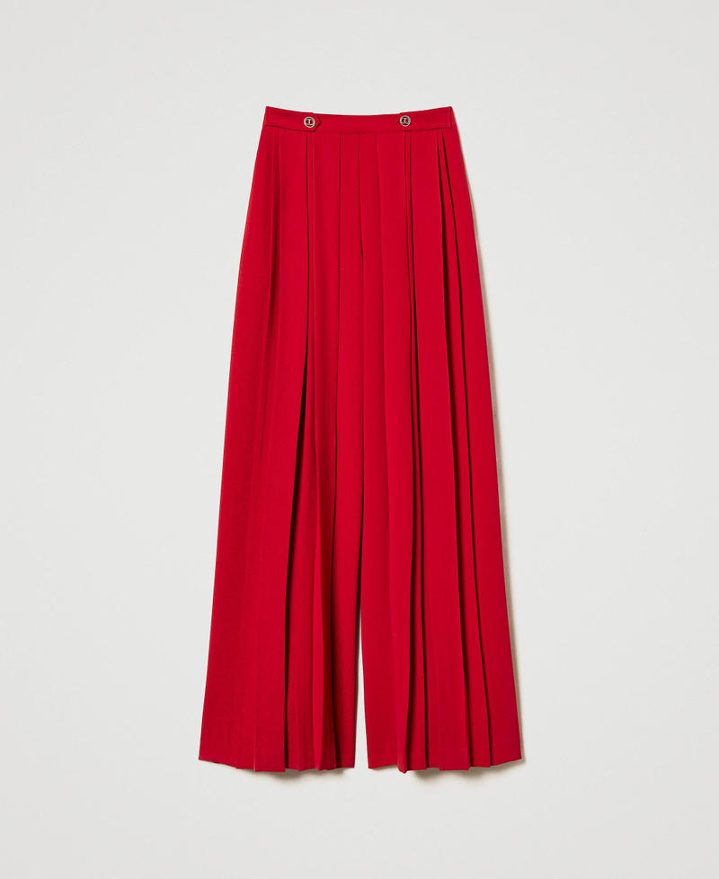 Pleated crêpe trousers with buttons