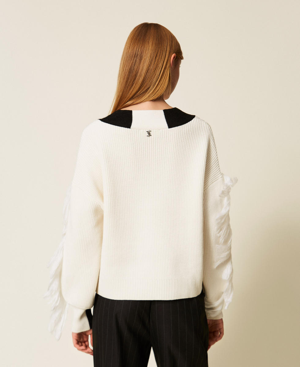 Jersey MYFO con flecos y ochos Bicolor Blanco «Artic Wolf» / Negro Mujer 252AQ3030_13017_03