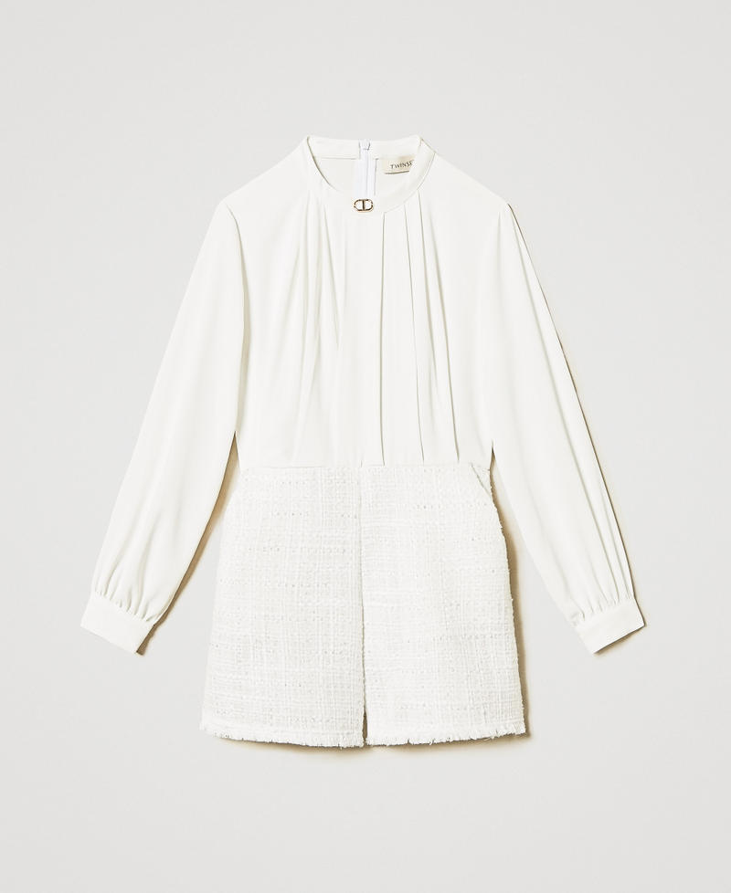 Cr&ecirc;pe de Chine and boucl&eacute; jumpsuit Two-tone Ice/Boucl&egrave; Girl 251GJ2QQ0_12139_S0
