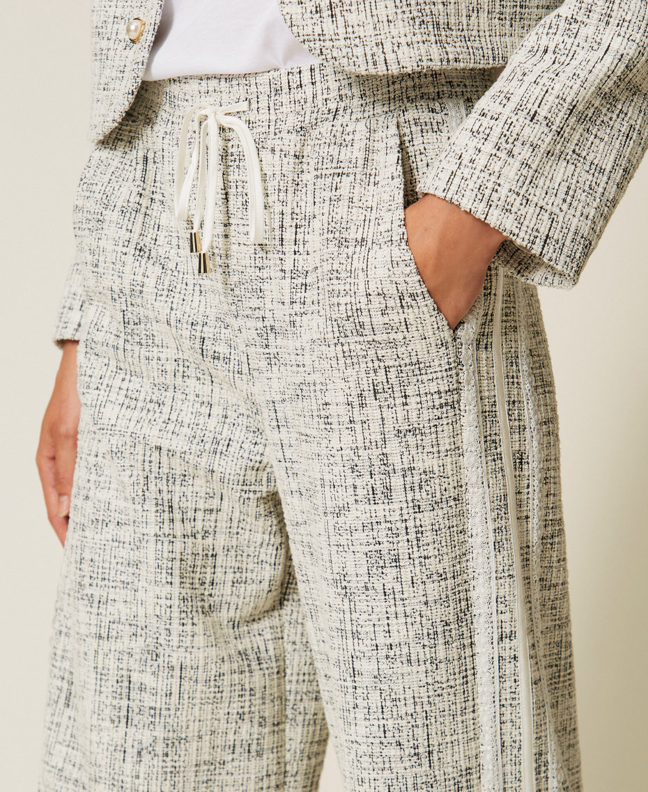 Weaved sweatpants Off White/Black Tweed Woman 262LI2HBB_13877_04