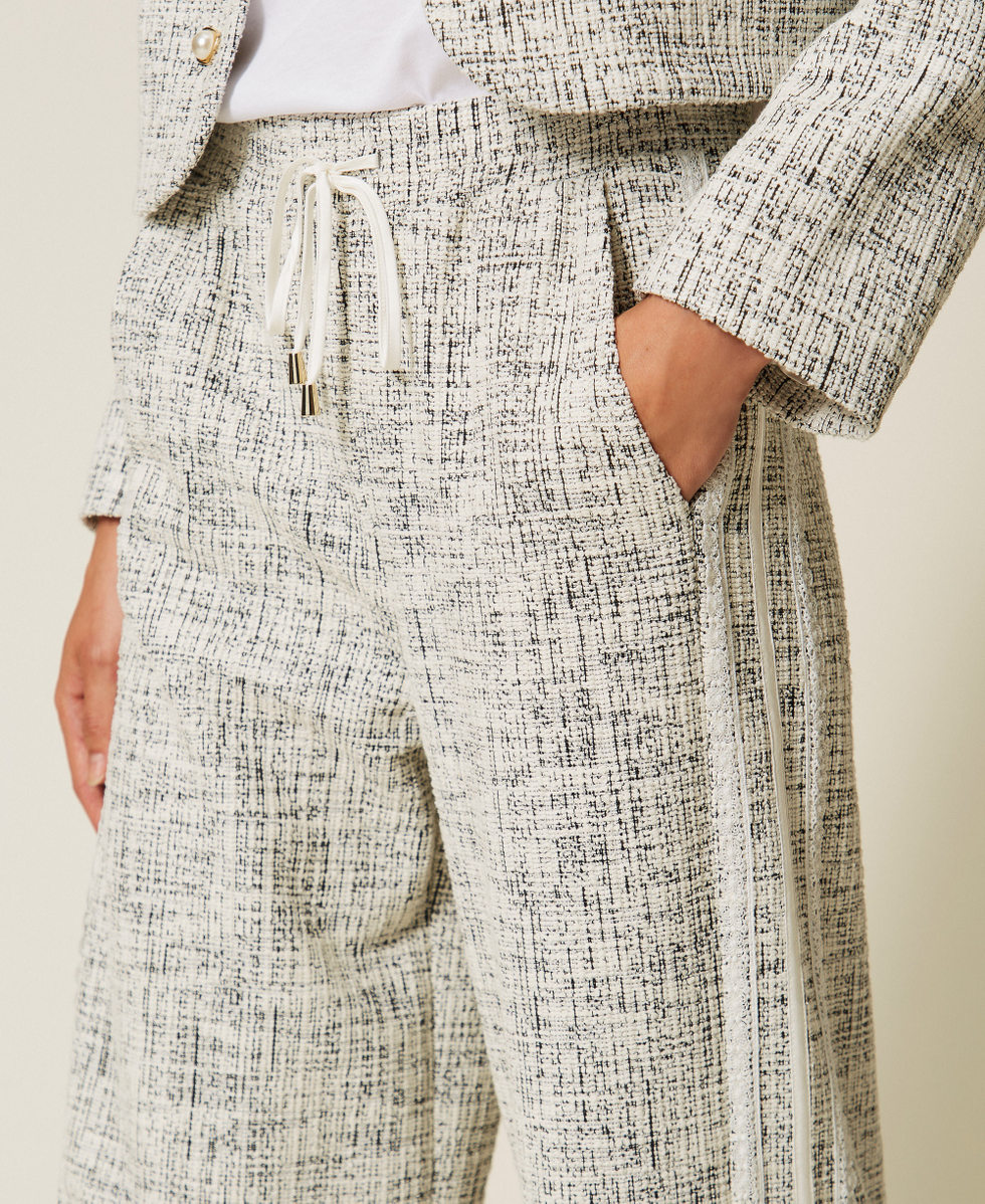 Weaved sweatpants Off White/Black Tweed Woman 262LI2HBB_13877_04
