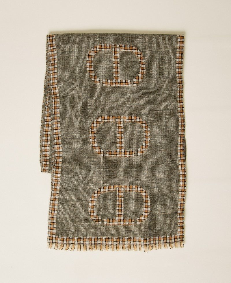 Étole jacquard avec Oval T à carreaux Jacquard Carreau Noir Femme 252TO5010_12920_01