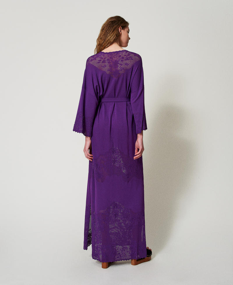 Long openwork knit dress "Black Dahlia" Purple Woman 251TS3210_00892_03