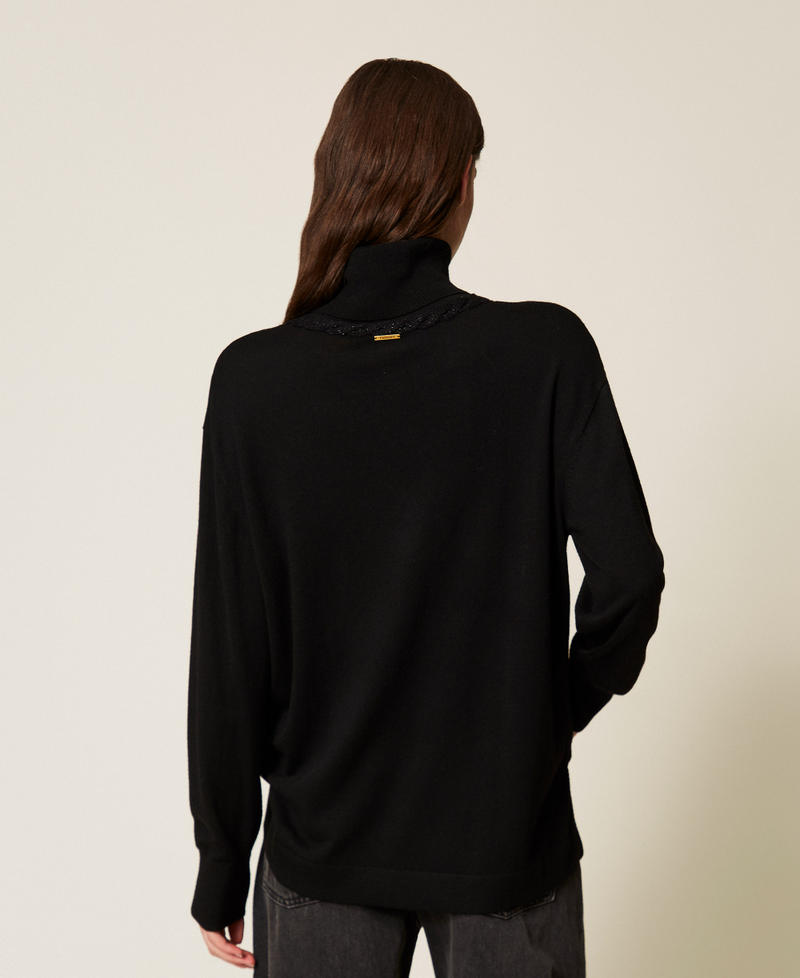 Maglia dolcevita lurex con treccia Nero Donna 252LL3NBB_00006_03