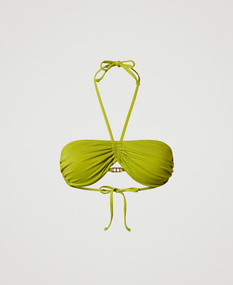 Bandeau bikini top with drawstring Green Grenoble Woman 251LBMB11_12131_S0