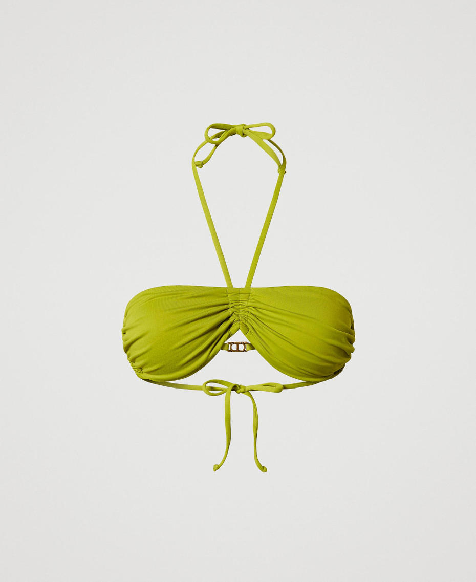 Bandeau bikini top with drawstring Green Grenoble Woman 251LBMB11_12131_S0
