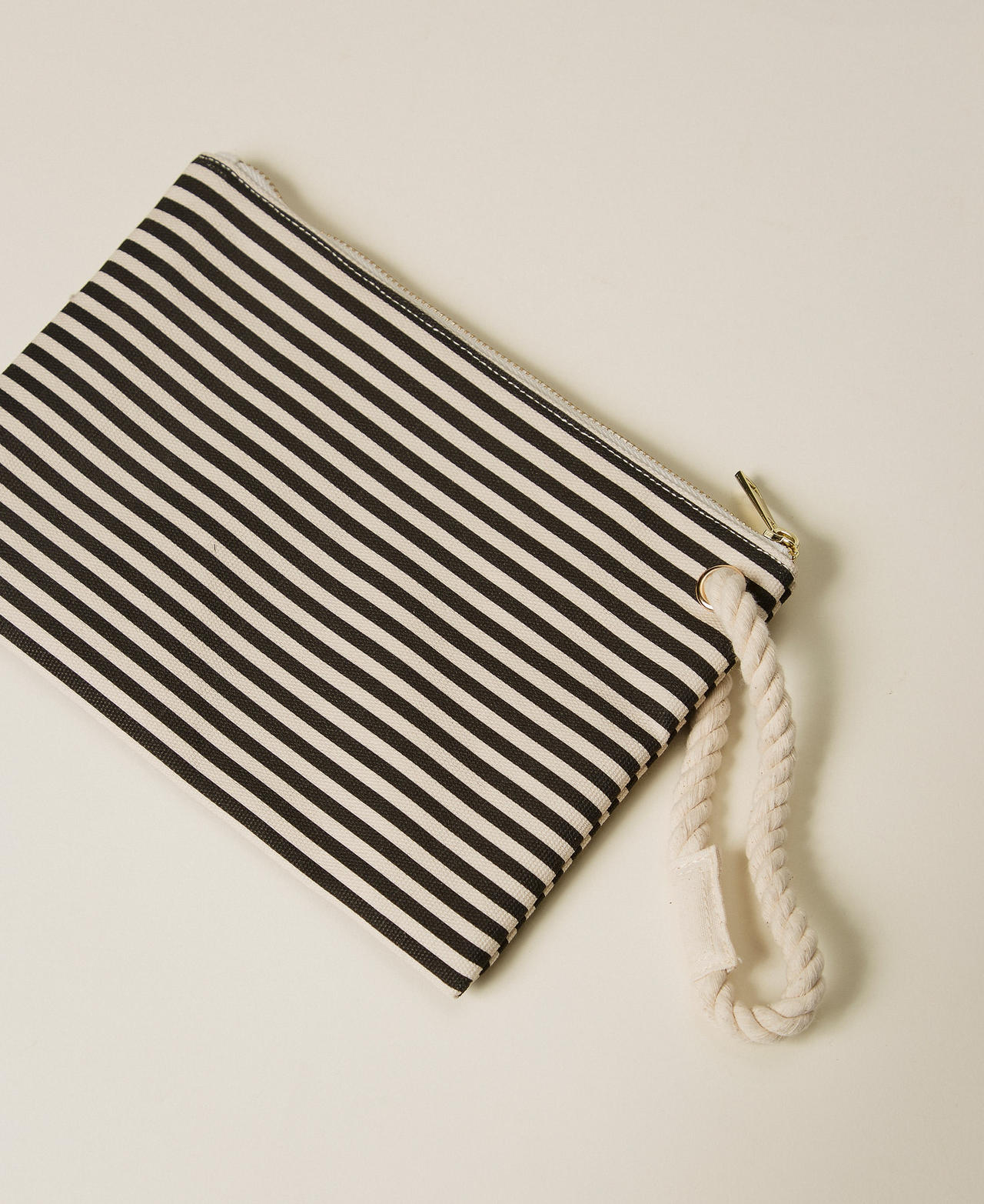 Canvas clutch Black/Fog Stripes Woman 261LM8AJJ_13475_02