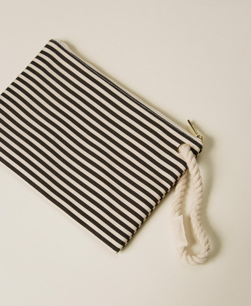 Canvas clutch Black/Fog Stripes Woman 261LM8AJJ_13475_02