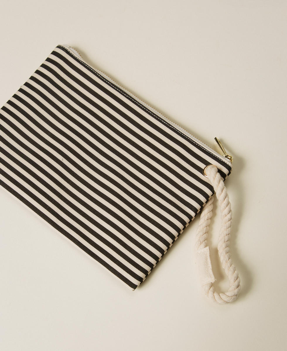 Canvas clutch Black/Fog Stripes Woman 261LM8AJJ_13475_02