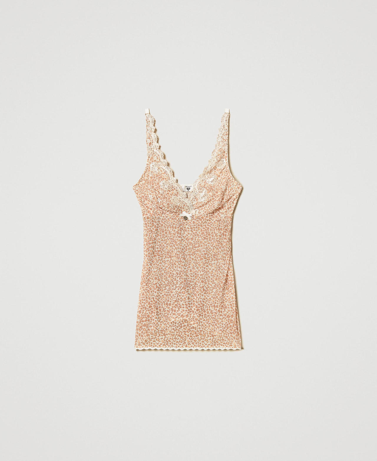 Top intimo in tulle animalier