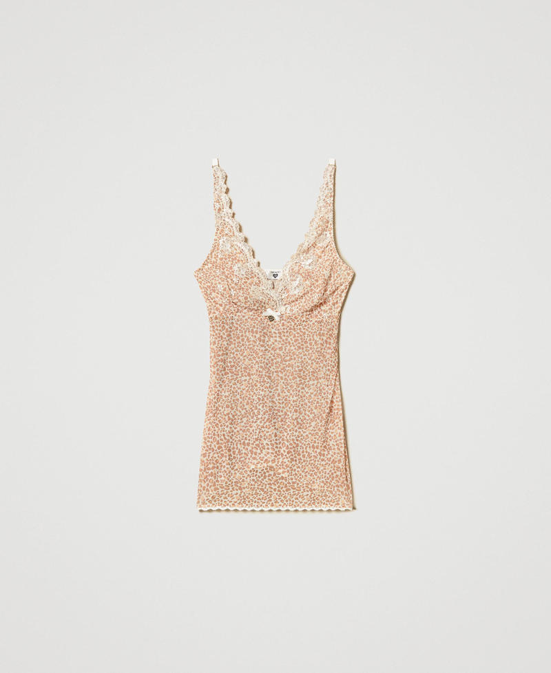 Animal print tulle lingerie top Multicolour Animal Print Woman 242LL6AZZ_11994_S0