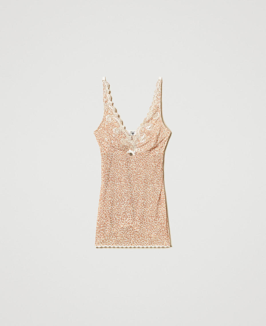 Animal print tulle lingerie top Multicolour Animal Print Woman 242LL6AZZ_11994_S0