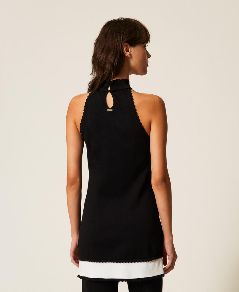 Robe courte en maille bicolore Bicolore Noir/Blanc Neige Femme 261TP3374_12063_03