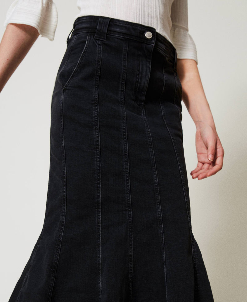 Gonna in jeans con pieghe Denim Nero Donna 251AP2371_01103_03