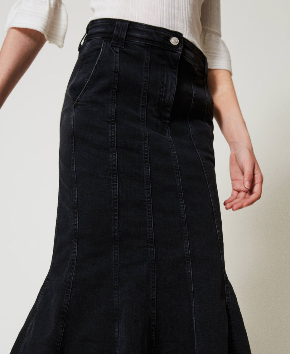 Gonna in jeans con pieghe Denim Nero Donna 251AP2371_01103_03