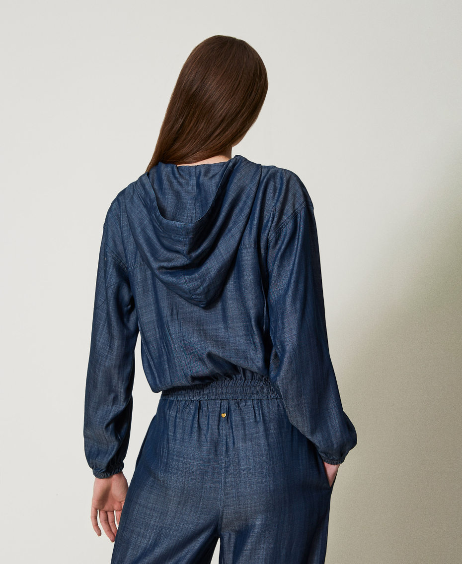 Felpa in chambray con zip Blue Denim Donna 251LL2DAA_12351_04