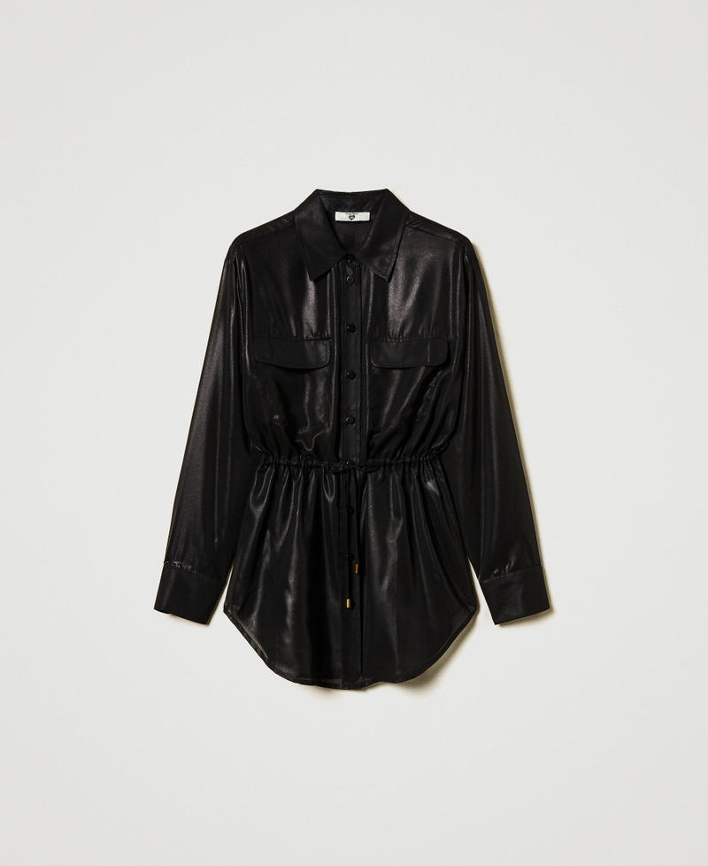 Camicia in georgette laminata Nero Donna 251LB2MAA_00006_S0