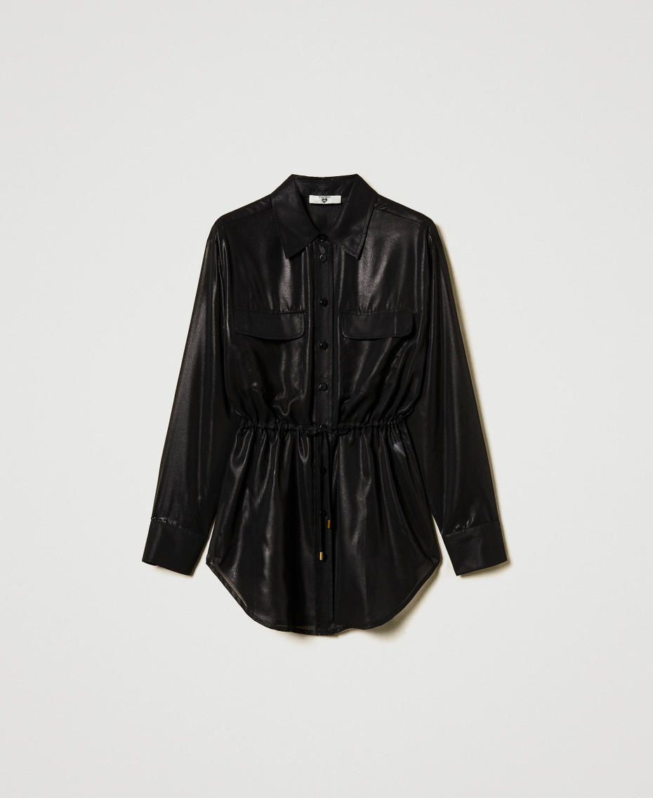 Camicia in georgette laminata Nero Donna 251LB2MAA_00006_S0