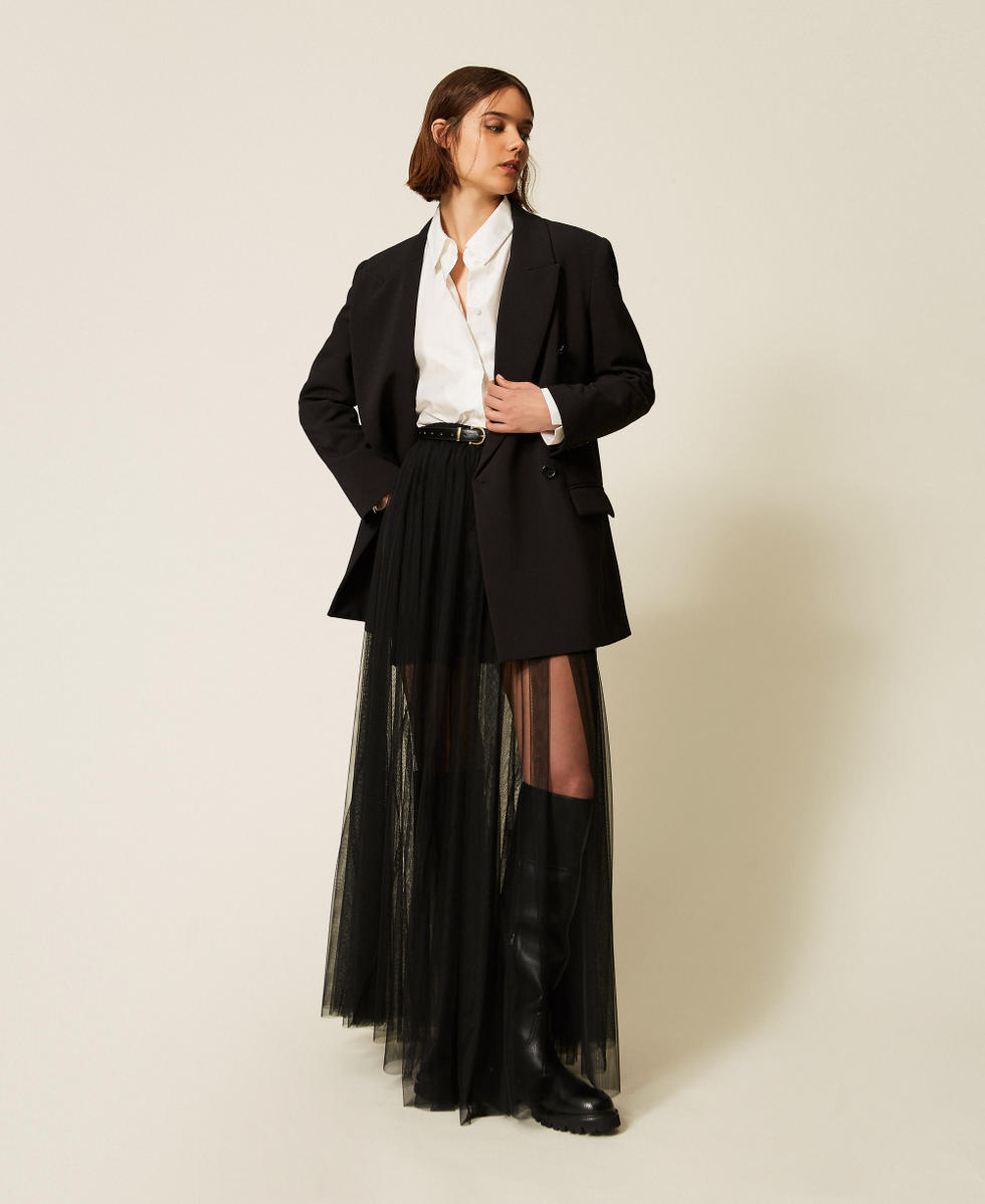 Jupe longue en tulle Noir Femme 262LI2GPP_00006_02
