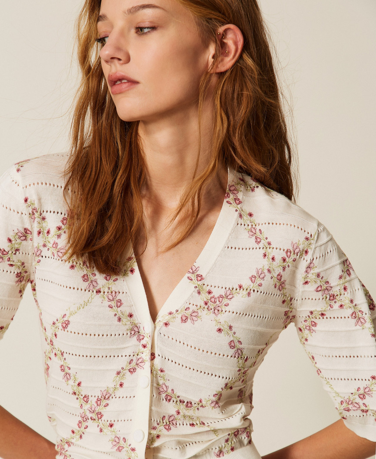 Cardigan avec imprim&eacute; cerises Imprim&eacute; Delicate Geometries Pastel Femme 261TT3270_13589_PD