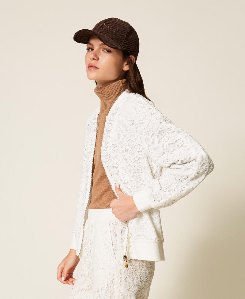Lace sweatshirt with zip Off White Woman 252LL2JAA_00526_02