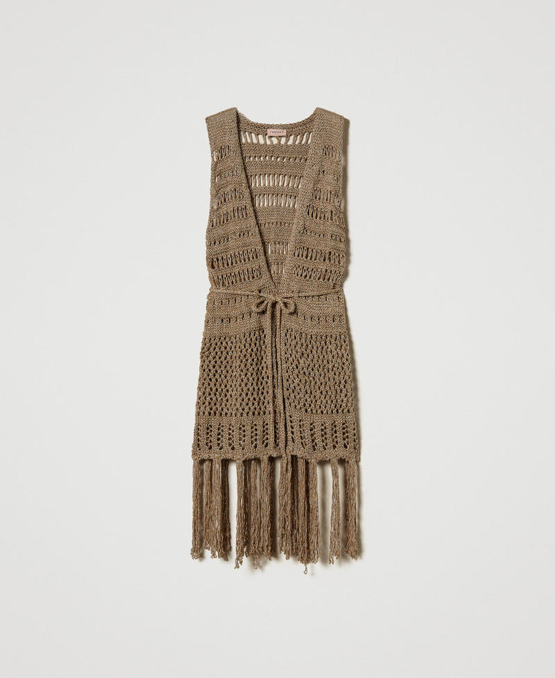 Gilet in maglia traforata con lurex Beige "Rope" Donna 251TA4360_12145_0S