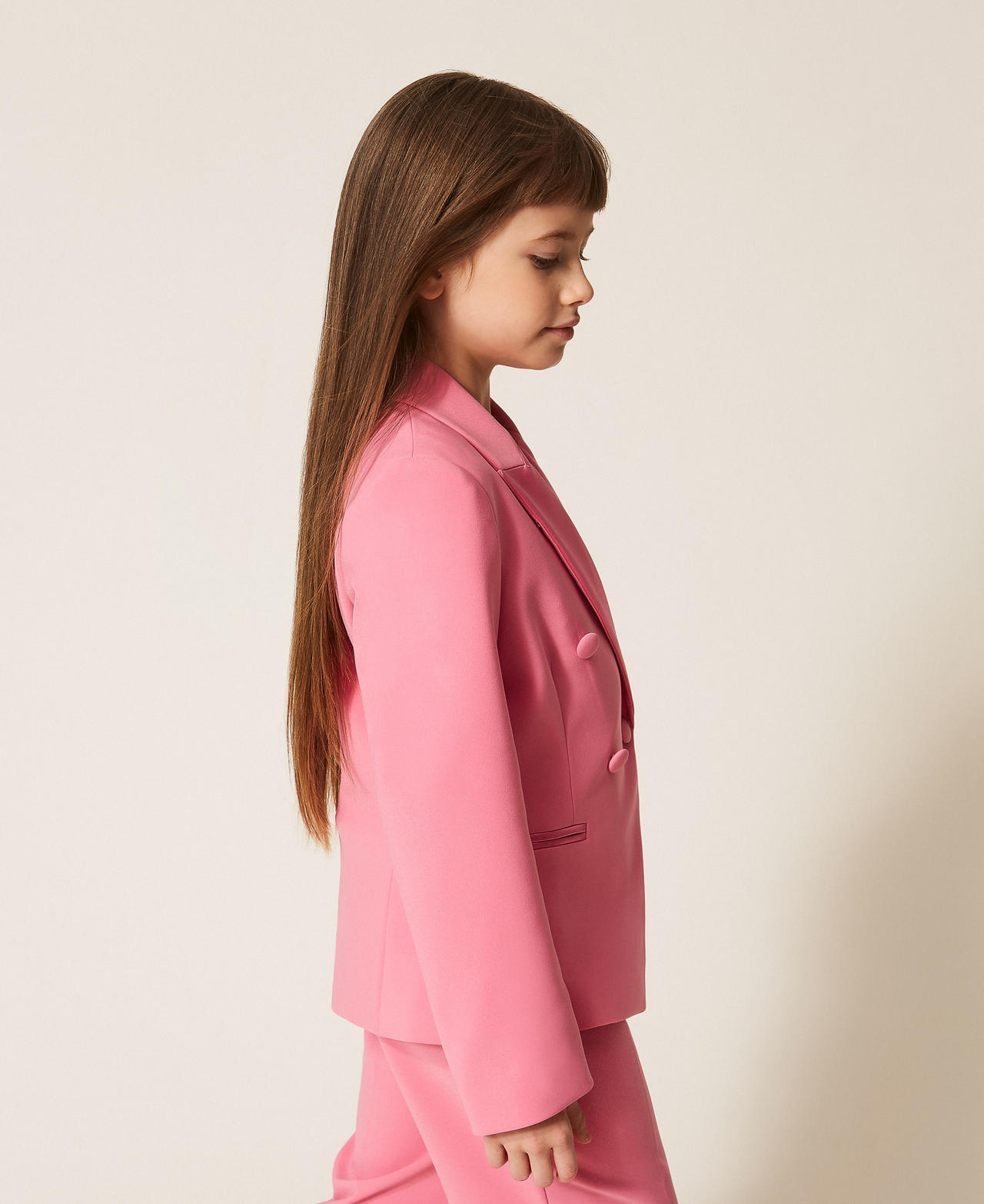 Cr&ecirc;pe and duchess blazer "Sunrise" Pink Girl 261GJ2Q55_07207_02