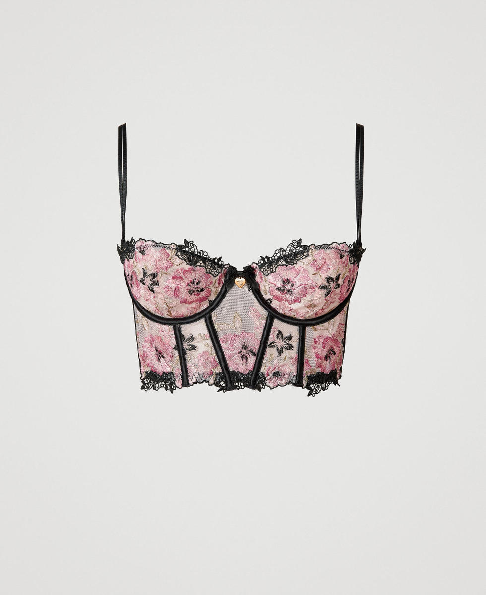 Corpi&ntilde;o de tul con bordado Multicolor Blooming Embroidery Mujer 242LL6BZZ_11995_S0
