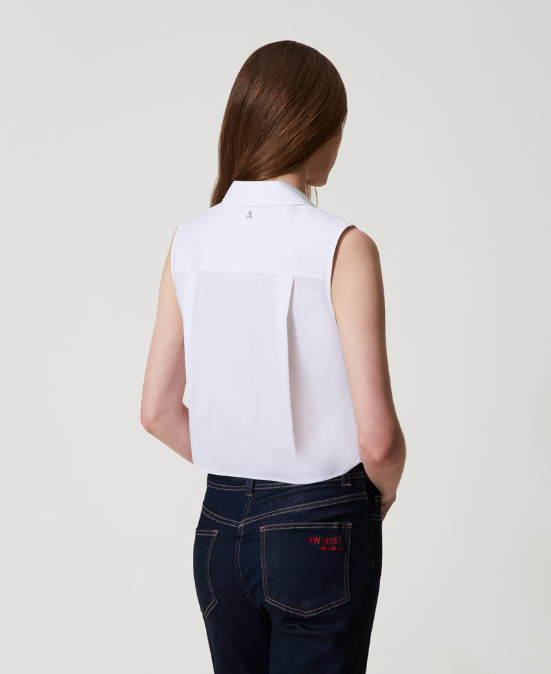 Cropped shirt with pleats "Papers" White Woman 251AP2290_00840_03