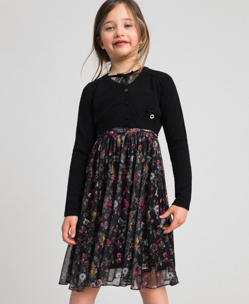 Cardigan con fiocco e logo