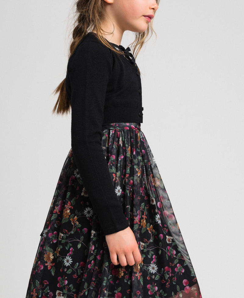 Cardigan con fiocco e logo