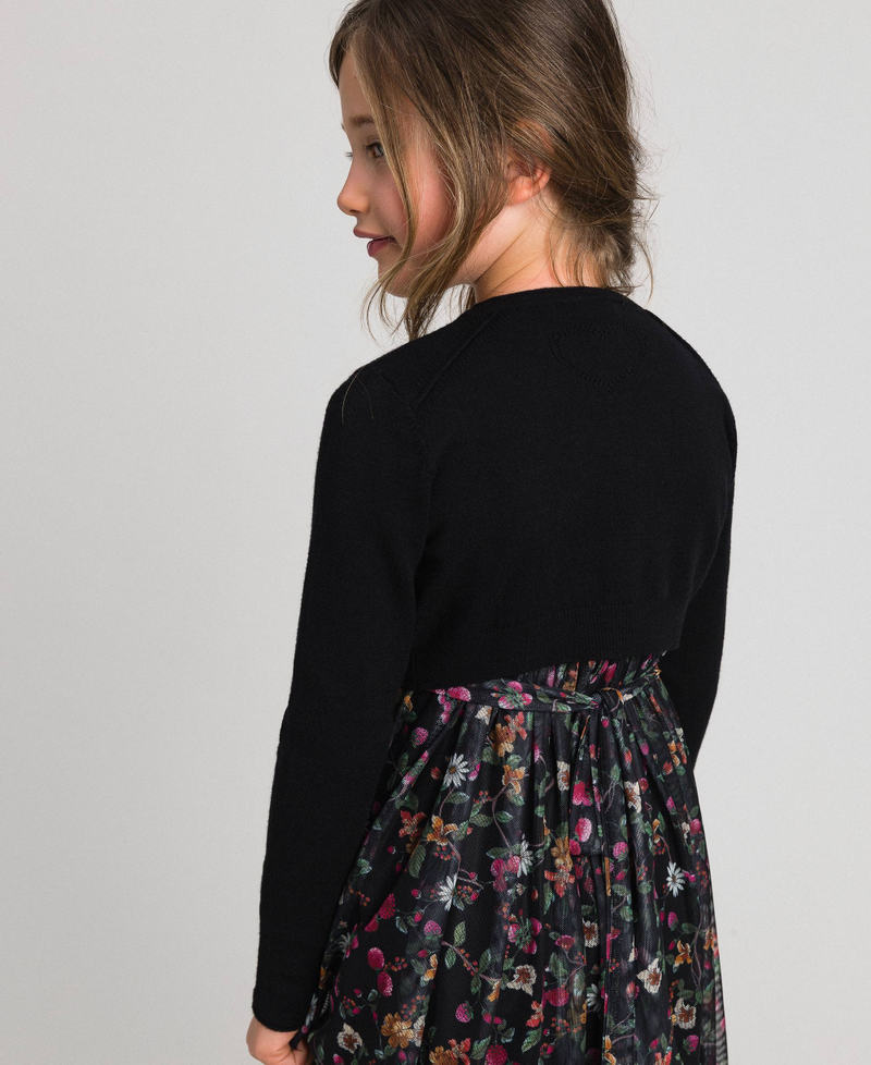 Cardigan con fiocco e logo