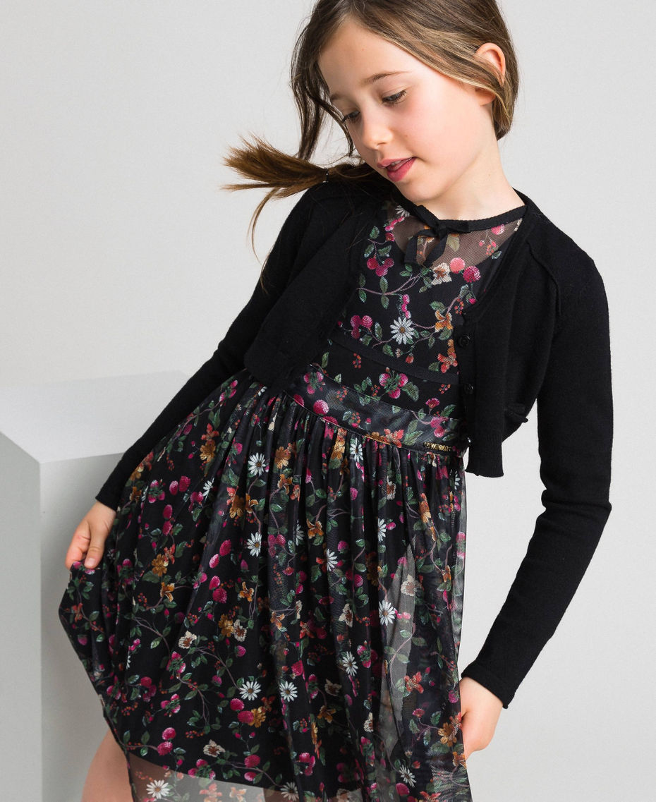 Cardigan con fiocco e logo