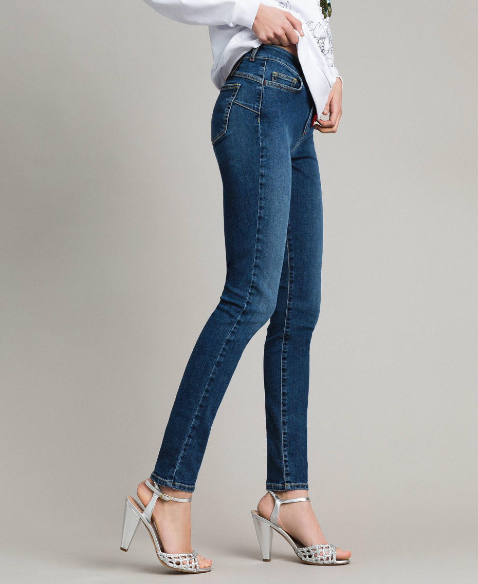 Skinny jeans with charms Denim Blue Woman JCN2V3-01