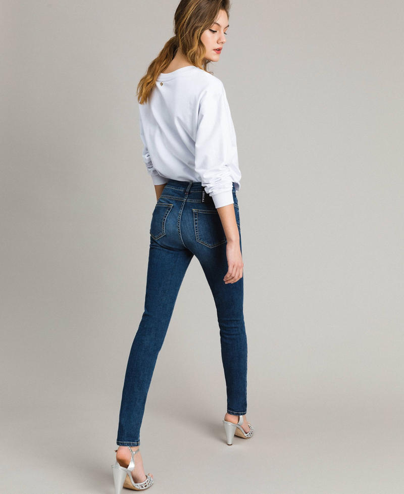 Skinny jeans with charms Denim Blue Woman JCN2V3-03