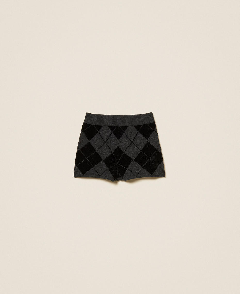 Diamond pattern knit shorts with inlays Two tone Charcoal/Black Woman 252TS3371_11247_S0