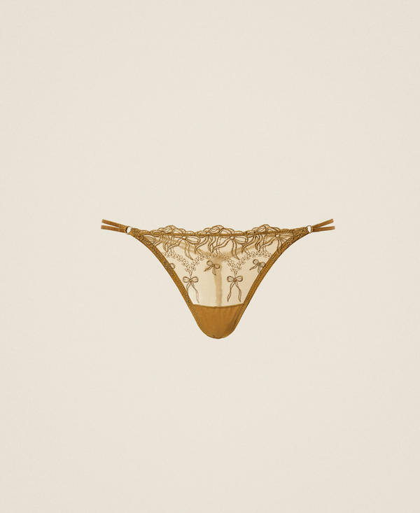 Tanga en tulle brod&eacute; avec n&oelig;uds