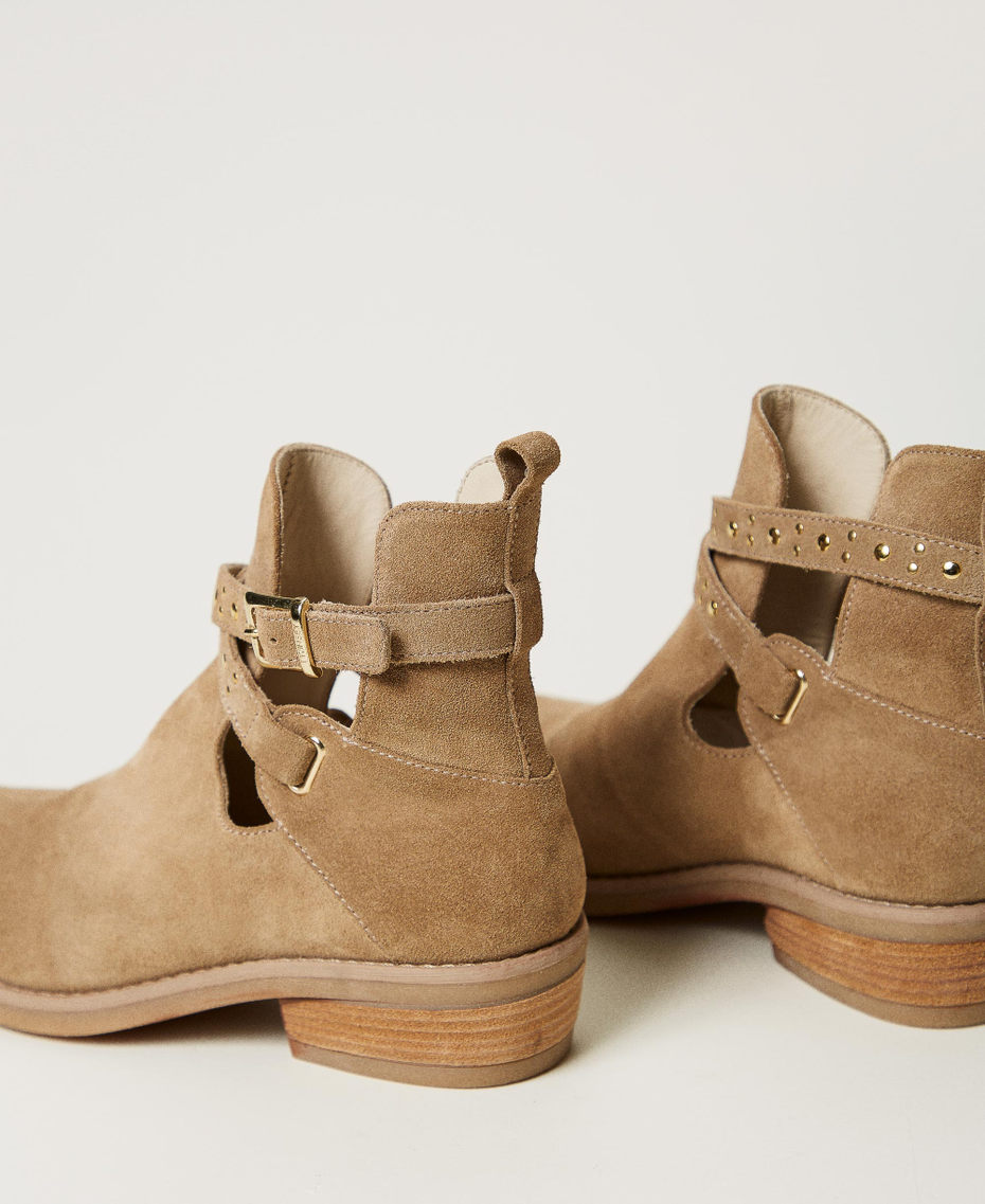 Bottines santiags en cuir avec brides Beige Chanvre Fille 251GCJ030_00310_03
