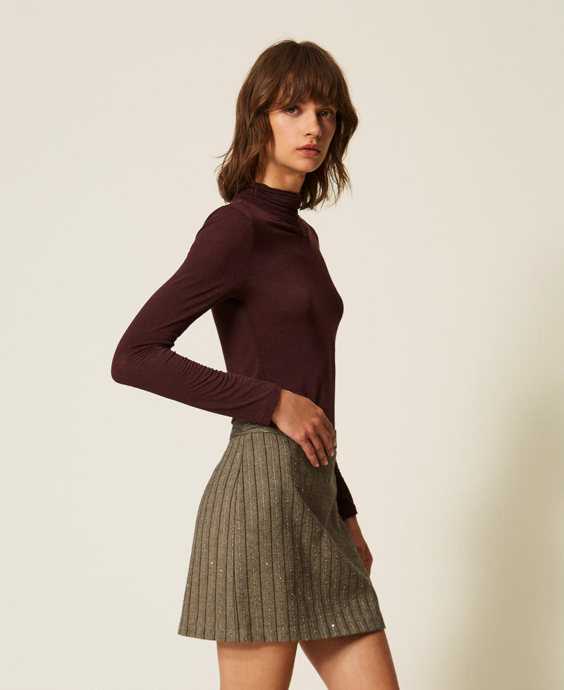 Turtleneck top with draping "Wine tasting" Purple Woman 262TF2064_05609_02